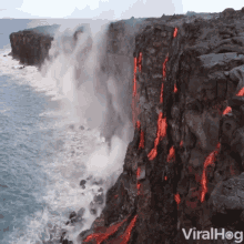lava ocean steam nature cooling