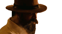 a man with a beard wearing a fedora hat