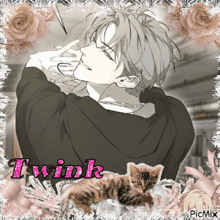 a picture of a man and a kitten with the name twink on it