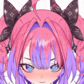 a girl with pink and purple hair and blue eyes