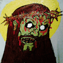 a drawing of jesus wearing a crown of thorns