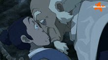 a cartoon of a man kissing another man with a nickelodeon logo in the background