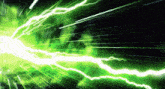 a green lightning bolt strikes against a dark background