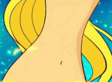 a cartoon drawing of a woman 's stomach with a small hole in the middle