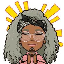 a cartoon girl with glasses and a bandana on her head