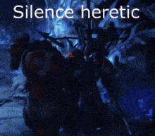 a screenshot of a video game with the words silence heretic on the bottom