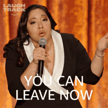 You Can Leave Now Gina Brillon GIF - You Can Leave Now Gina Brillon Laugh Track GIFs