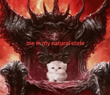a painting of a demon with the words " me in my natural state " on it