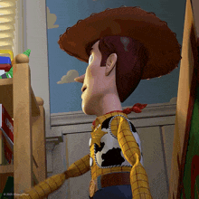 a picture of woody from toy story with disney pixar written on the bottom