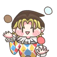 a cartoon drawing of a clown juggling balls and a ball in the air