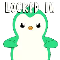 a cartoon drawing of a green object with the words " locked in " below it
