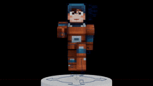 a 3d model of a minecraft character with a blue helmet on