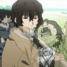 a blurry picture of a boy with the words me when school written below him