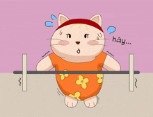 a cartoon of a cat lifting a barbell with the words yaaaa written below it