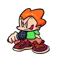 a cartoon character is holding a microphone and wearing a green shirt
