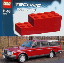 a picture of a lego technic volvo 240 and a picture of a car