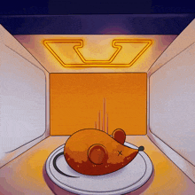 a cartoon drawing of a mouse in a microwave