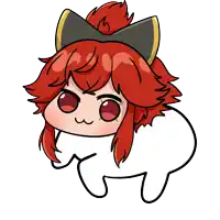 a drawing of a girl with red hair and a black hat