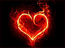 fire heart black background flames