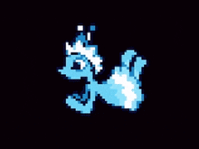 a pixel art drawing of a fox with a black background