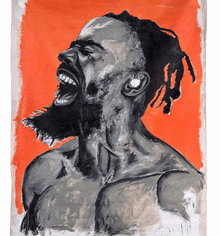 a painting of a man with dreadlocks screaming