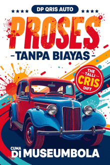 a poster for proses tanpa biayas with a blue car