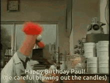 Beaker Happy Birthday GIF - Beaker Happy Birthday Carefull Blowing Out The Candles GIFs