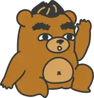 a cartoon drawing of a teddy bear with a x on its belly
