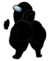 a silhouette of a black among us character with a big butt and a blue visor .