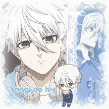 a picture of a boy with white hair and the name nagi de ivy