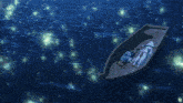 two people laying in a boat in the water with the letter e on the bottom right