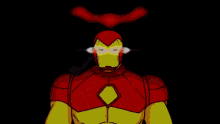 a pixelated image of a person with a red and yellow background
