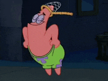 a cartoon character wearing a sombrero and shorts
