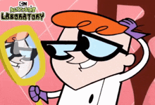 a cartoon character from dexter 's laboratory is looking at himself in a mirror