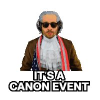 a man wearing headphones and a scarf with the words it 's a canon event