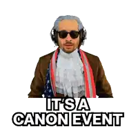 a man wearing headphones and a scarf with the words it 's a canon event