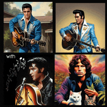 a collage of elvis presley 's pictures with the words " with " on the bottom