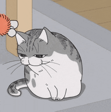 a cartoon drawing of a cat with a serious look on his face