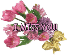 i miss you flowers glitter miss you