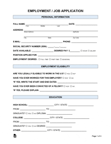 the employment / job application is a very simple form with a lot of information on it .