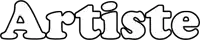 a black and white outline of the word artiste on a white background