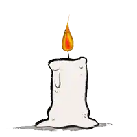 a cartoon drawing of a candle with a flame on it