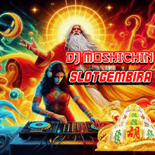 a poster for dj moshichin slotgembira shows a man and woman playing music