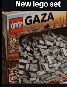 a box of lego bricks with the words new lego set gaza