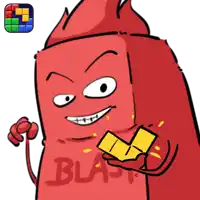 a cartoon character with the word blast written on his shirt