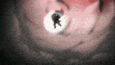 a drawing of a person flying through a tunnel
