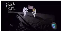 a picture of an astronaut holding an american flag with the words free sol written on the bottom