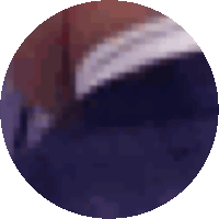 a pixelated image of a person 's feet in a blue circle ..