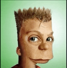 a close up of a person 's face with a cartoon face on it
