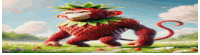 a monkey dressed as a strawberry with leaves on its head